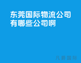 东莞国际物流公司有哪些公司啊