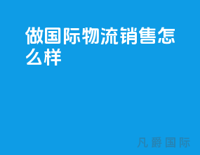 做国际物流销售怎么样