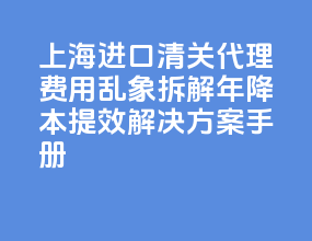 上海进口清关代理费用乱象拆解：2026 年降本提效解决方案手册