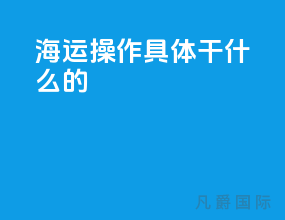 海运操作具体干什么的
