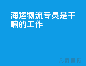 海运物流专员是干嘛的工作