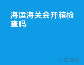 海运海关会开箱检查吗