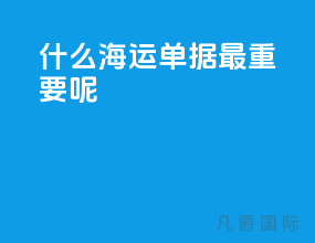 什么海运单据最重要呢
