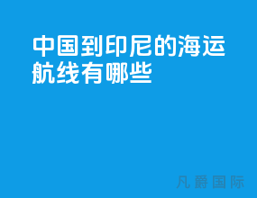 中国到印尼的海运航线有哪些