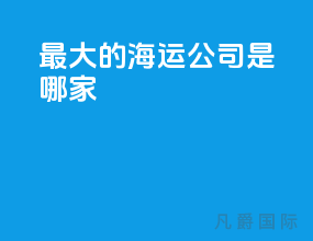 最大的海运公司是哪家