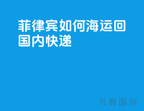 菲律宾如何海运回国内快递