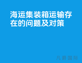 海运集装箱运输存在的问题及对策
