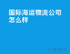 国际海运物流公司怎么样