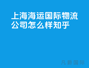上海海运国际物流公司怎么样知乎
