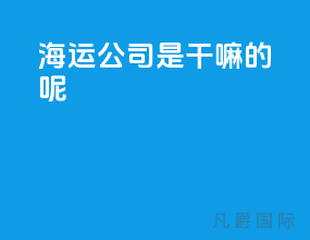 海运公司是干嘛的呢