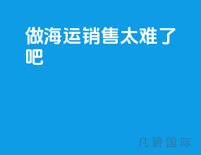做海运销售太难了吧