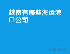 越南有哪些海运港口公司