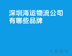 深圳海运物流公司有哪些品牌