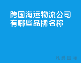 跨国海运物流公司有哪些品牌名称