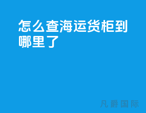 怎么查海运货柜到哪里了