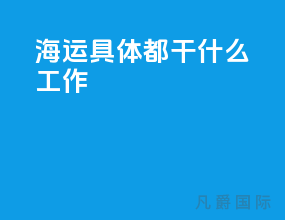 海运具体都干什么工作