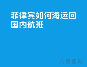 菲律宾如何海运回国内航班