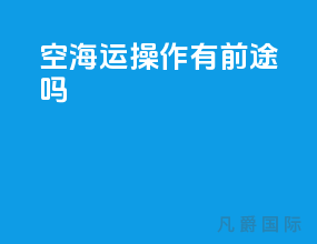 空海运操作有前途吗
