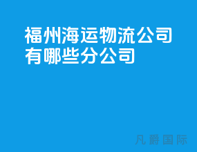 福州海运物流公司有哪些分公司