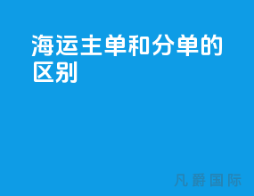 海运主单和分单的区别