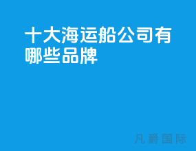 十大海运船公司有哪些品牌