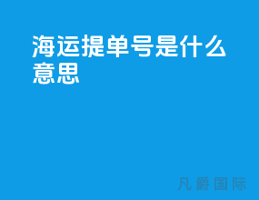 海运提单号是什么意思