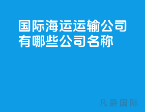 国际海运运输公司有哪些公司名称