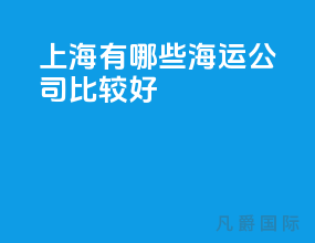 上海有哪些海运公司比较好