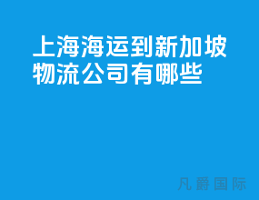 上海海运到新加坡物流公司有哪些