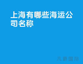 上海有哪些海运公司名称