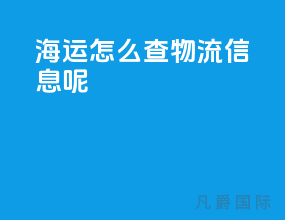 海运怎么查物流信息呢