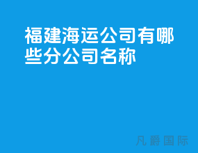 福建海运公司有哪些分公司名称