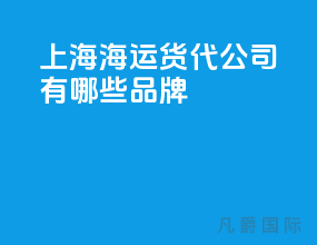 上海海运货代公司有哪些品牌