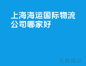 上海海运国际物流公司哪家好