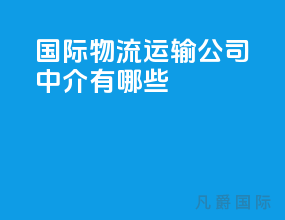 国际物流运输公司中介有哪些