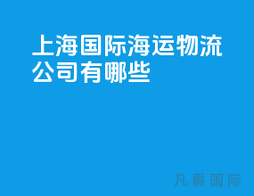 上海国际海运物流公司有哪些
