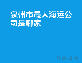 泉州市最大海运公司是哪家