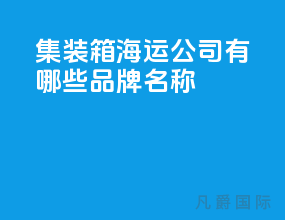 集装箱海运公司有哪些品牌名称