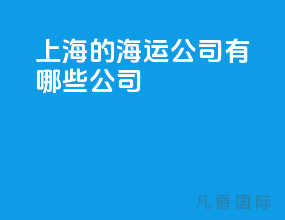上海的海运公司有哪些公司