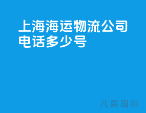 上海海运物流公司电话多少号