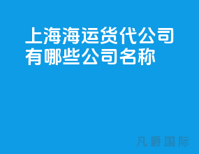 上海海运货代公司有哪些公司名称