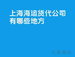 上海海运货代公司有哪些地方