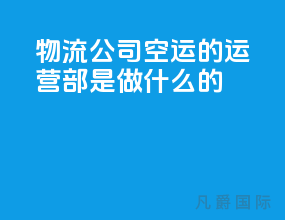 物流公司空运的运营部是做什么的