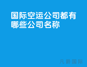国际空运公司都有哪些公司名称