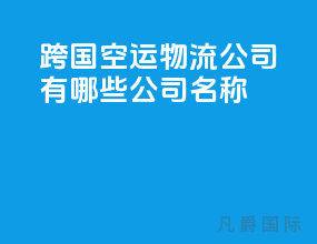 跨国空运物流公司有哪些公司名称