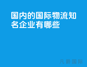 国内的国际物流知名企业有哪些