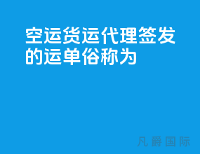 空运货运代理签发的运单俗称为