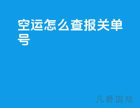 空运怎么查报关单号
