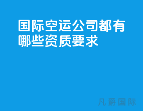 国际空运公司都有哪些资质要求