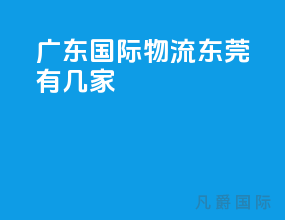 广东国际物流东莞有几家